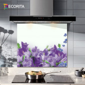 DECORITA Cam Ocak Arkası Koruyucu- Mor Çiçek - 2