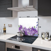 DECORITA Cam Ocak Arkası Koruyucu- Mor Çiçek - 4
