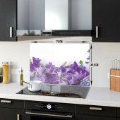 DECORITA Cam Ocak Arkası Koruyucu- Mor Çiçek - 5