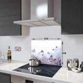 DECORITA Cam Ocak Arkası Koruyucu- Mor Çiçek Kelebek - 3