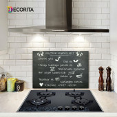DECORITA Cam Ocak Arkası Koruyucu- Karatahta Görünümlü Mutfak Kuralları - 1