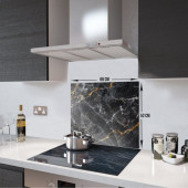 DECORITA Cam Ocak Arkası Koruyucu- Kahverengi Detaylı Siyah Mermer - 4