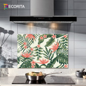 DECORITA Cam Ocak Arkası Koruyucu- Botanik Desen - 1