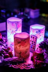 3lü Rose Renk Değiştiren Kumandalı Led Mum Seti - 1