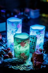 3lü Rose Renk Değiştiren Kumandalı Led Mum Seti - 2