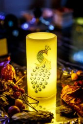 Bohem Tavuskuşlu Pilli Led Mum - 1
