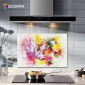 DECORITA Cam Ocak Arkası Koruyucu- Renkli Yapraklar - 1
