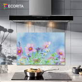 DECORITA Cam Ocak Arkası Koruyucu- Menekşe Desen - 1