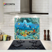 DECORITA Cam Ocak Arkası Koruyucu- Akvaryum Desen - 2