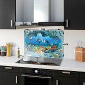 DECORITA Cam Ocak Arkası Koruyucu- Akvaryum Desen - 5