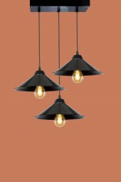 SEZADAN İKİLİ SİYAH RETRO RUSTİK MODEL MODERN METAL SARKIT AVİZE,SIVAMA AVİZE,SİYAH METAL AVİZE - 1