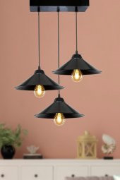 SEZADAN İKİLİ SİYAH RETRO RUSTİK MODEL MODERN METAL SARKIT AVİZE,SIVAMA AVİZE,SİYAH METAL AVİZE - 2