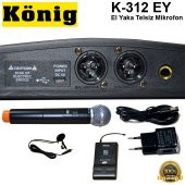 König K-312 EY El Yaka Kablosuz Mikrofon 16 Digital Kanal Uhf - 5