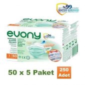 Evony Yumuşak Elastik Kulaklı 3 Katlı Cerrahi Maske 250 Adet - 2