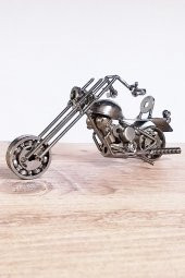 Metal Motosiklet Maketi El Yapımı Dekoratif Obje 16 Cm - 1