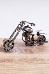 Metal Motosiklet Maketi El Yapımı Dekoratif Obje 16 Cm - 2