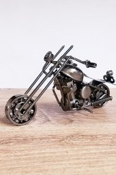 Metal Motosiklet Maketi El Yapımı Dekoratif Obje 16 Cm - 5