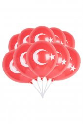 Kına Atölyesi Balon Bayrak Ay Yıldız Kırmızı 10 Adet - 1
