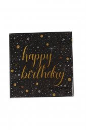 Kına Atölyesi Happy Britday Doğum Günü Peçetesi Siyah Gold 20 Adet - 2