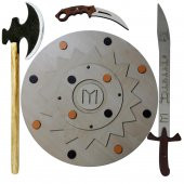 Ahşap Oyuncak Seti 4 Parça, KALKAN + BALTA + KILIÇ + KARAMBİT, Diriliş Ertuğrul, IYI - 1