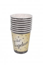 Kına Atölyesi Doğum Günü İyi Doğdun Baskılı Gold Bardak 8 Adet - 1