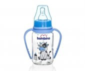 Bambino Yavaş Akışlı Kulplu Cam Biberon 125 Ml - Mavi - 1