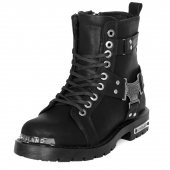 Erkek Bot Conteynar 329 Siyah Mat Erkek Çizme Bağcıklı Uzun Erkek Postal Erkek Çizme thumbnail 1