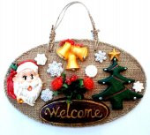 Welcome Yazılı Noel Babalı El Yapımı Yılbaşı Kapı Süsü - 2