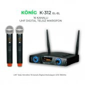 König K-312 Çift El Kablosuz Telsiz Mikrofon 16 Digital Kanal UHF - 1