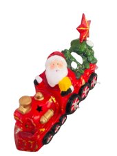 YILBAŞI SERAMİK FİGÜR IŞIKLI TRENLİ NOEL BABA YILDIZLI - 1