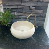 Doğal Taş Traverten - Traverten Yuvarlak Lavabo Model:10 - 1