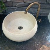 Doğal Taş Traverten - Traverten Yuvarlak Lavabo Model:10 - 2