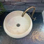 Doğal Taş Traverten - Traverten Yuvarlak Lavabo Model:10 - 3