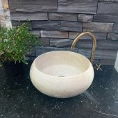 Doğal Taş Traverten - Traverten Yuvarlak Lavabo Model:10 - 4