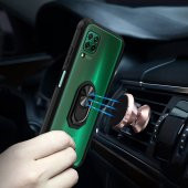 KNY Huawei P40 Lite Kılıf Renkli Silikon Kenarlı Yüzüklü Manyetik Mola Kapak Kırmızı - 5