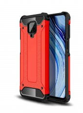 KNY Xiaomi Redmi Note 9 Pro Kılıf Çift Katmanlı Armour Case Kırmızı - 1