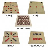 5 in 1, Ahşap TIC-TAC-TOE, 3 Taş, 9 Taş, Bihar ve Surakarta Akıl, Zeka ve Strateji Oyunu - 1