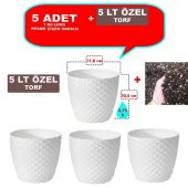 KAKTÜS ÇİÇEK SAKSISI KESME 0,75 LT BEYAZ(5 SAKSI +5 lt TORF) - 1