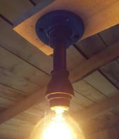 Endüstriyel Malzeme Demir boru Sarı Ampulden,  Rustik Tavan Avize thumbnail 3