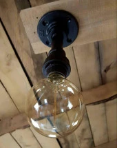 Endüstriyel Malzeme Demir boru Sarı Ampulden,  Rustik Tavan Avize thumbnail 4