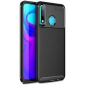 KNY Huawei P40 Lite E Kılıf Karbon Desenli Lux Negro Silikon Siyah - 1