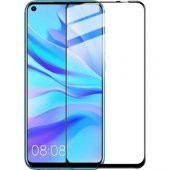 KNY Huawei P30 Lite İçin Full Yapışan 5D Fiber Nano Siyah Siyah - 1