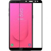 KNY Samsung Galaxy J8 İçin Kenarı Kırılmaya Dayanıklı 5D Cam Ekran Koruyucu Siyah Siyah - 1