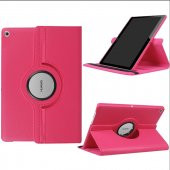 KNY Huawei Madiapad T3 10 İnç Kılıf Dönerli Standlı Kapaklı Suni Deri Pembe Pembe - 1