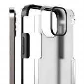 KNY Apple İphone 12 Pro Max Kılıf Silikon Kenarlı Sert Buzlu Volks Kapak Mavi - 5