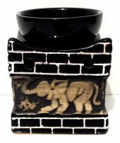 Siyah Fil Resimli Seramik Buhurdanlık - 1