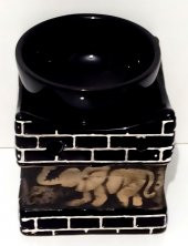 Siyah Fil Resimli Seramik Buhurdanlık - 2