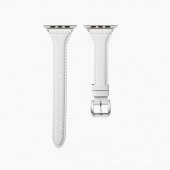 KNY Apple Watch 38 MM İnce Suni Deri Kordon Beyaz - 1