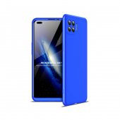 KNY OPPO Reno 4 Lite Kılıf 3 parça 360 Zore Ays Kapak Mavi - 1