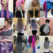 60cm Afrika Zenci Örgüsü Box Braid İki Renk Ombreli Sentetik Saç - 4